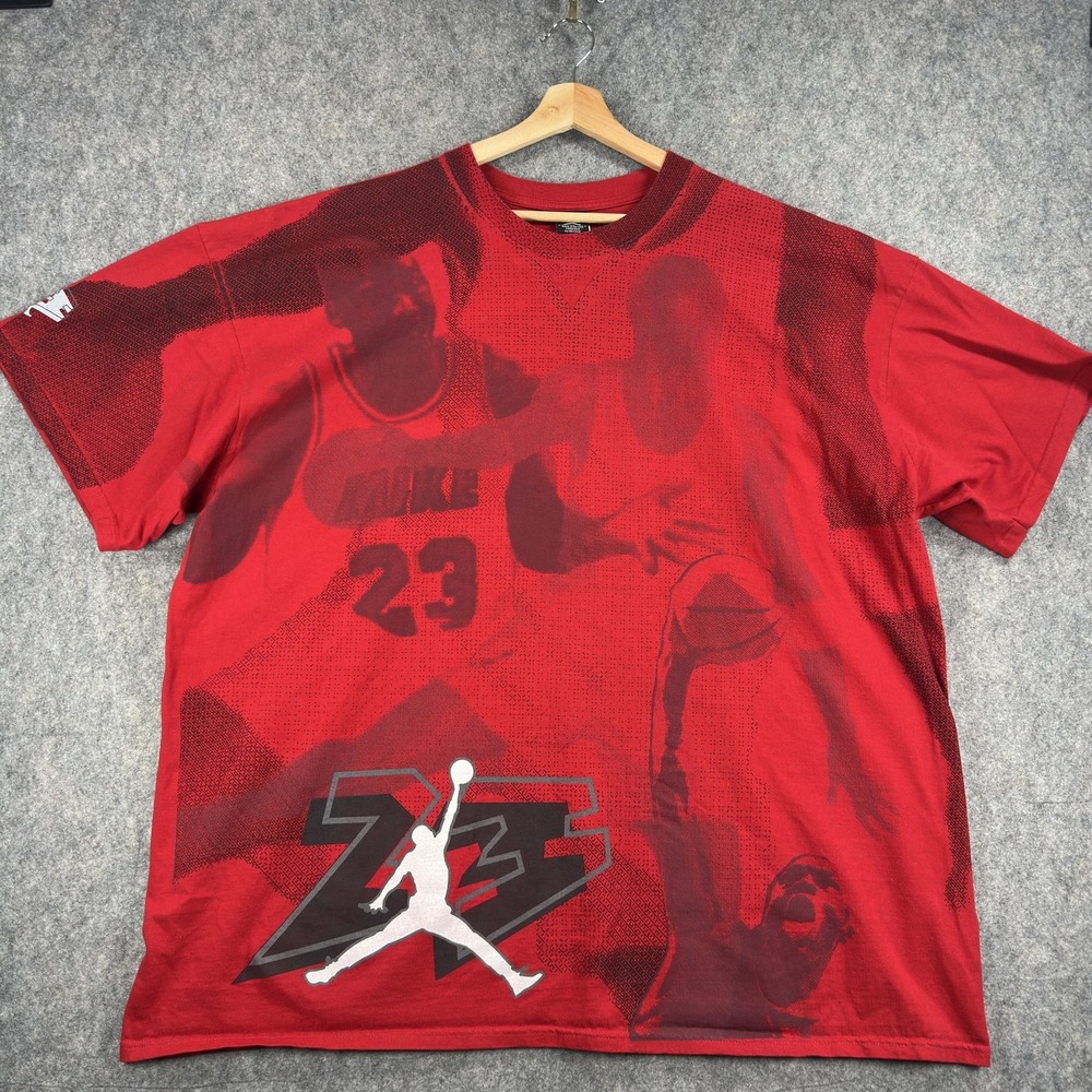 Vintage Jordan Nike Shirt Mens 3XL Red 23 Allover Jumpman Graphic Y2K